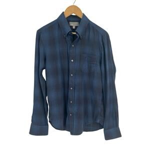 Vince Blue Black Plaid Button Down 100% Cotton Casual Medium